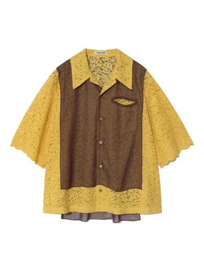 Undercover Lace Collared Shirt In Yellow