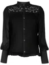 Undercover Lace-trim Long-sleeve Blouse In Black