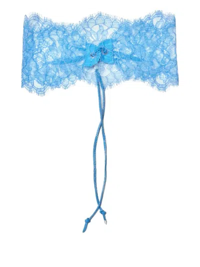Undercover Lace-trimmed Face Mask In Blue