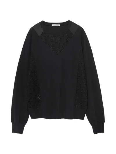 Undercover Lace-panelled Sweater In Blue