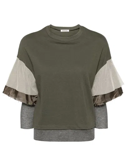 Undercover Layered Cotton T-shirt In Gray Khaki