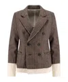 Undercover Wool Blend Blazer With Frayed Profiles In Brown
