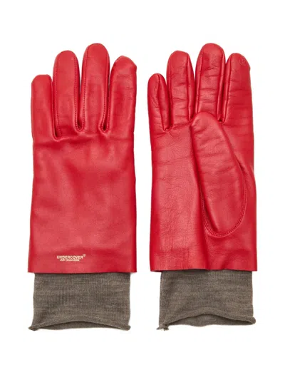Undercover Layered Lambskin-leather Gloves In Brown