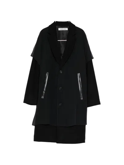 Undercover Layered-design V-neck Coat In Black