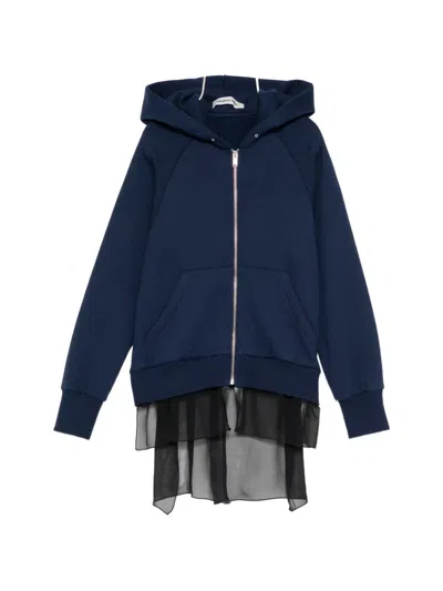 Undercover Layered-design Zip-up Hoodie In Blue