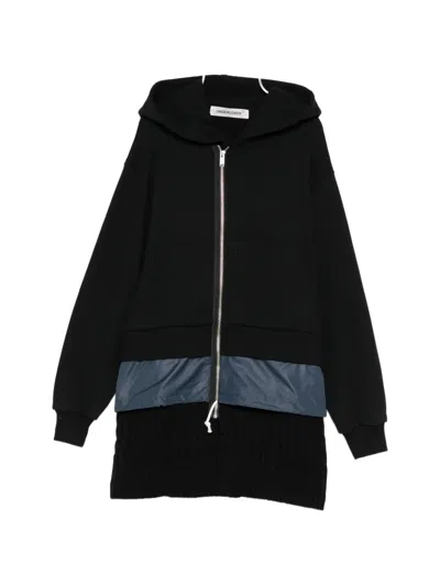 Undercover Layered-effect Zip-up Hoodie In Black