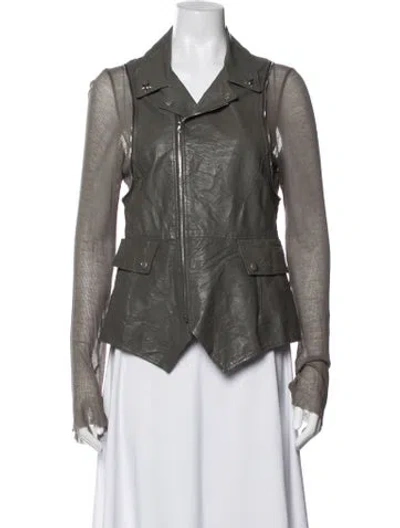 Pre-owned Undercover Leather Biker Jacket In Grey