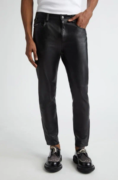 Undercover Leather Skinny Trousers In Black