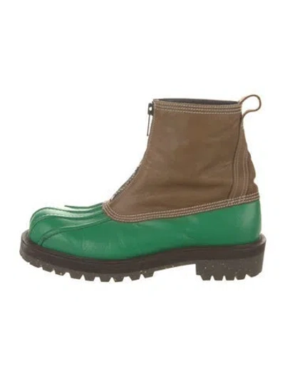 Pre-owned Undercover Leather Whipstitch Trim Boots In Green
