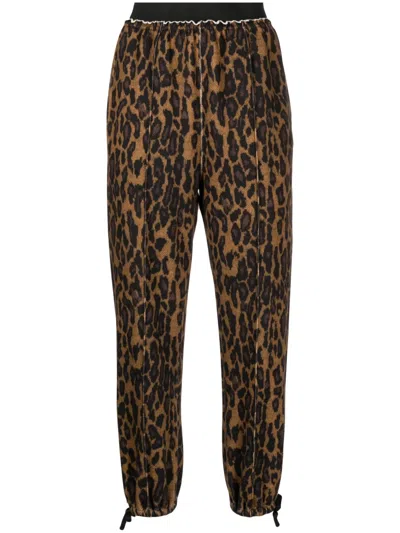 Undercover Leopard-intarsia Cotton Trousers In Black