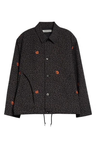 Undercover Leopard Print Coach's Jacket In Gray Base