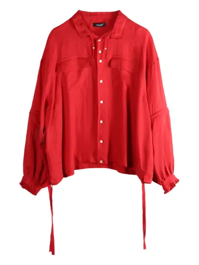 Undercover Multicolor Linen Dress Shirt In Red