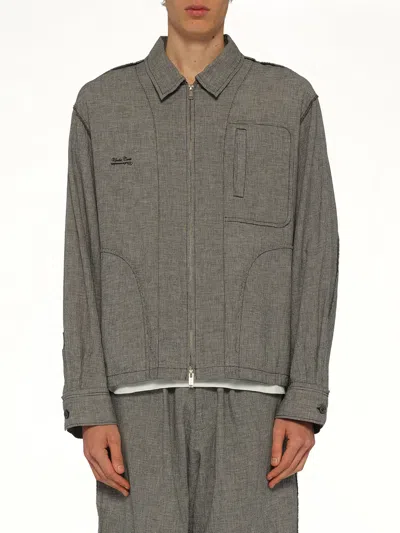 Undercover Linen Stripe Blouson In Gray