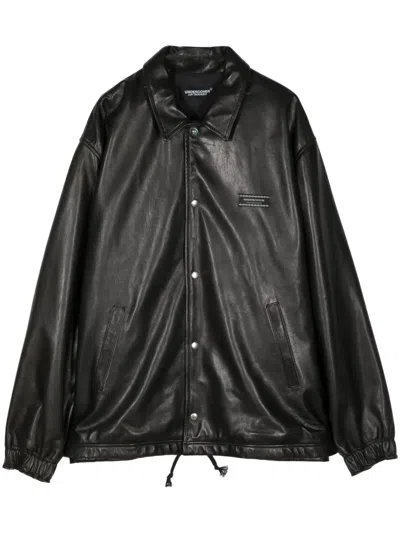Undercover Logo-appliqué Leather Jacket In Black