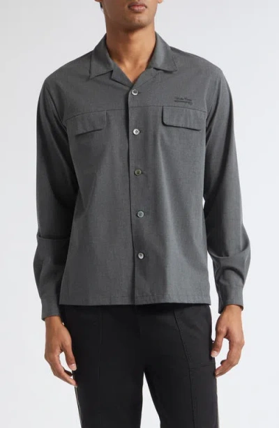 Undercover Logo Embroidered Long Sleeve Camp Shirt In Gray