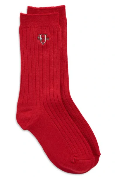 Undercover Logo Embroidered Rib Crew Socks In Purple