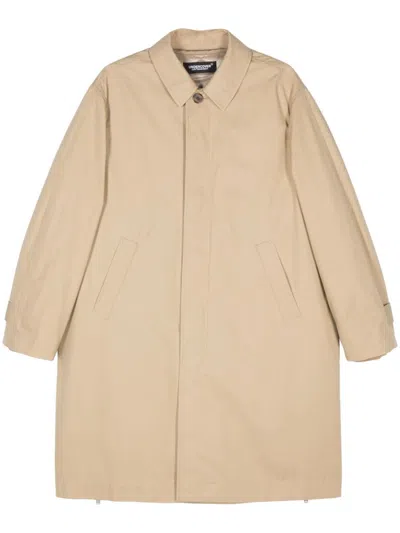 Undercover Logo-print Coat In Brown