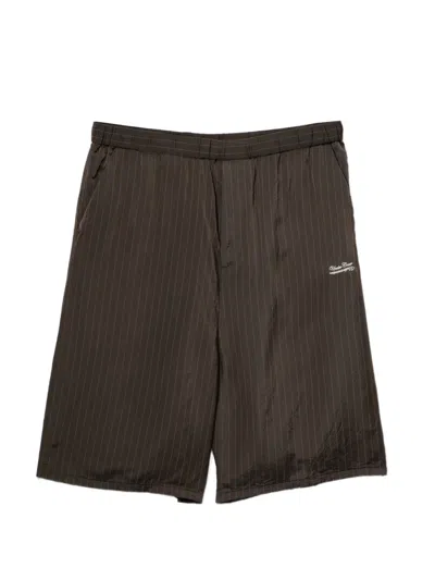 Undercover Logo-embroidered Pinstripe Shorts In Black