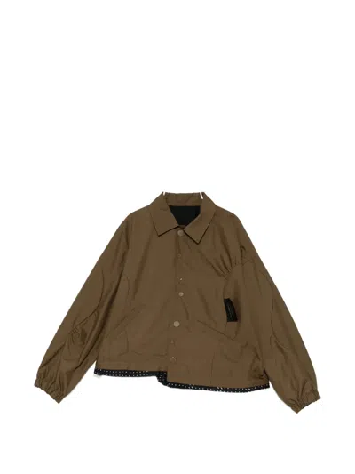 Undercover Logo-patch Cropped Jacket In Brown