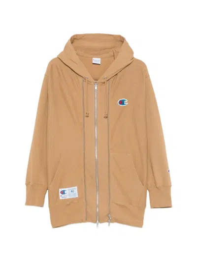 Undercover Logo-patch Triple-zip Hoodie In Brown