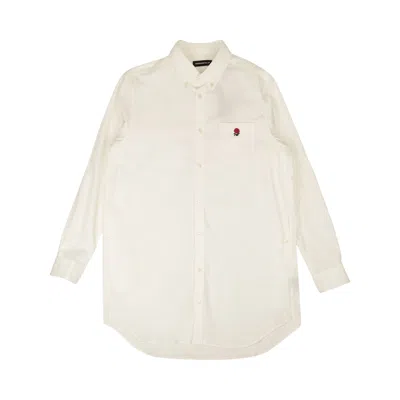 Pre-owned Undercover Long Rose Appliqué Embroidered Oxford Shirt 'white' | Men's Size 2