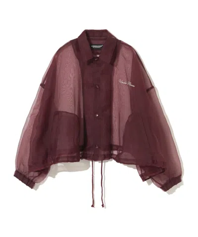 Undercover Long Sleeve Organza Jacket In Burgundy