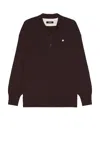 Undercover Long Sleeve Polo Shirt In Bordeaux