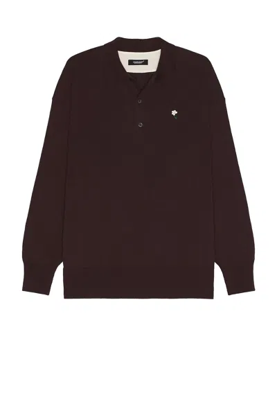 Undercover Long Sleeve Polo Shirt In Bordeaux