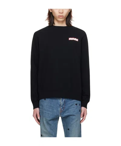 Undercover Long-sleeved Round-neck Sweater In Black