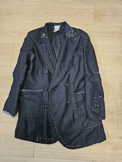 Pre-owned Undercover M Aw04 But Beautiful Six-button Assymetric Blazer Jacket In Black