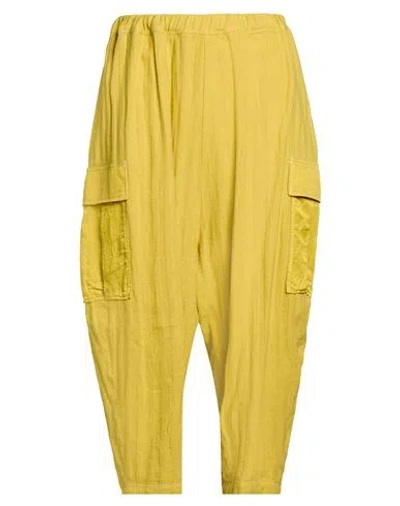 Undercover Man Pants Lime Green Size 2 Ramie, Linen, Cotton, Cupro In Yellow