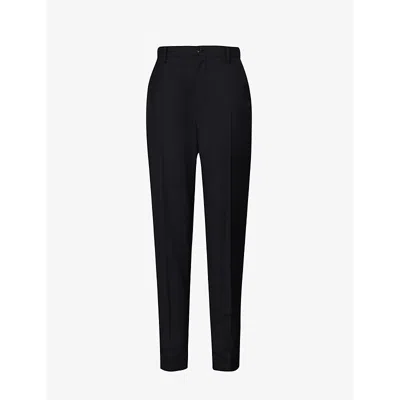 Undercover Mens Black Band-patch Regular-fit Tapered-leg Mid-rise Wool Trousers