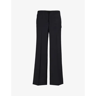 Undercover Mens Black Pressed-crease Straight-leg Woven-blend Trousers