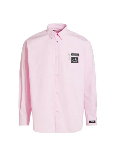 Undercover Men's Logo-patch Cotton Button-up Shirt In Pink