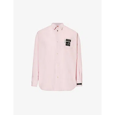 Undercover Mens Pink Brand-patch Long-sleeve Cotton-blend Shirt