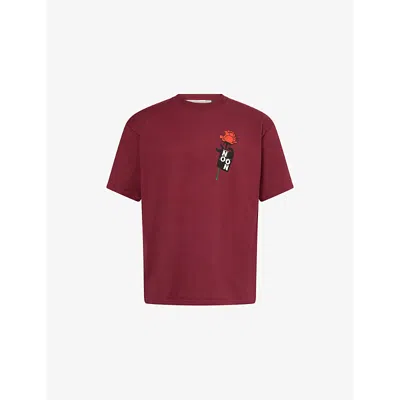 Undercover Mens Regular-fit Graphic-print Cotton-jersey T-shirt Bordeaux