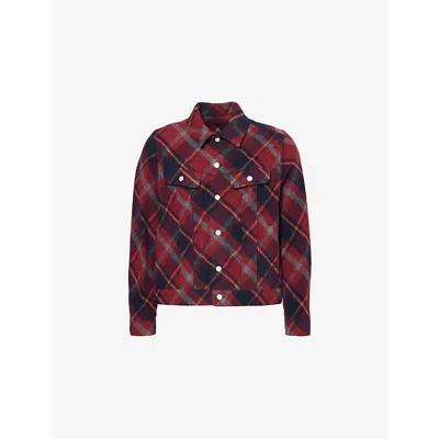 Undercover Check Wool Blend Mosser Jacket In Red Ck
