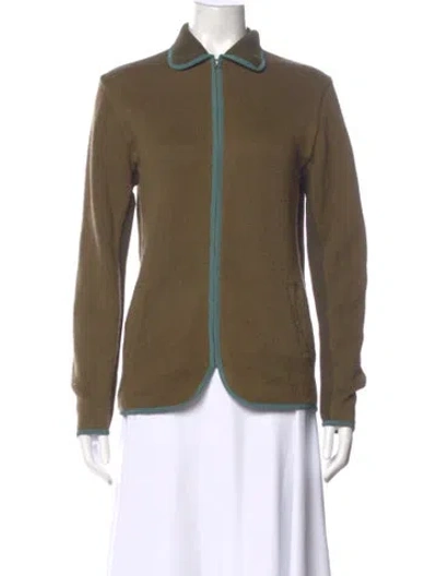 Pre-owned Undercover Merino Wool Open Front Sweater In Green