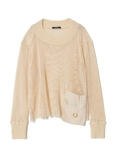 Undercover Sweatshirt In Mesh-optik In Nude