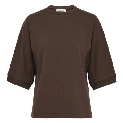Undercover Middle Seam Detail Tee In Brown
