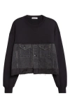 Undercover Mixed Media Crop Sweatshirt In Black