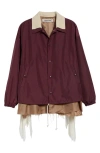 Undercover Layered Drawstring-hem Jacket In Burgundy