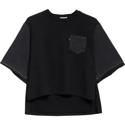 Undercover Mixed Media Pocket T-shirt In Black