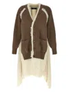 Undercover Asymmetrical Faux Fur And Braided Wool Cardigan In Brown