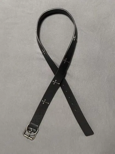 Pre-owned Undercover Multi Cross Leather Belt In Black