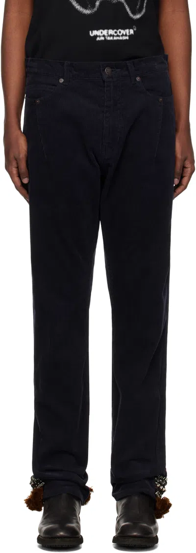 Undercover Navy Contrast Hem Trousers