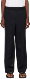 Undercover Navy Embroidered Trousers In Blue