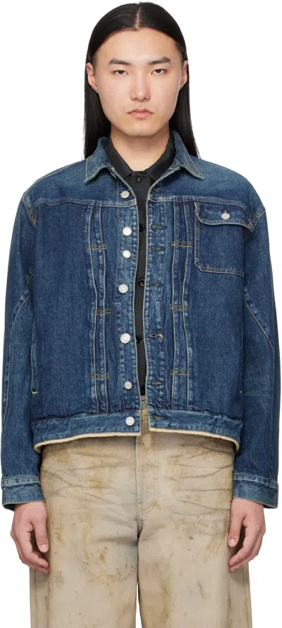 Undercover Navy Uc1f4204-1 Denim Jacket In Blue