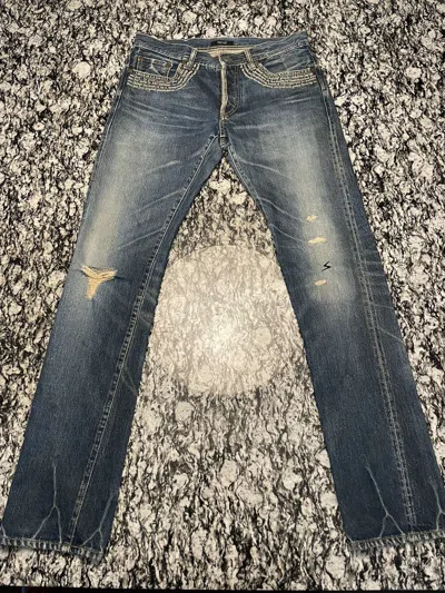 Pre-owned Undercover Neoboy Patti Smith Lightning Bolt Denim Jeans In Blue