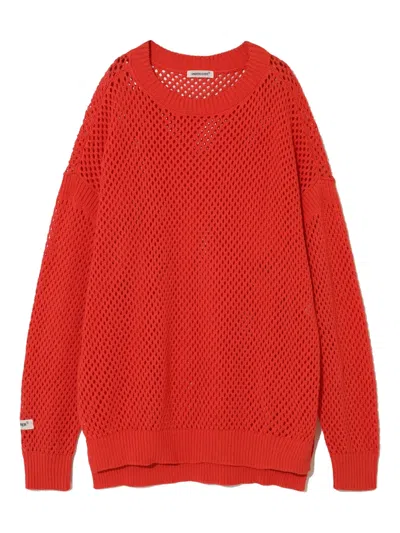 Undercover Open Knit Sweater In Red